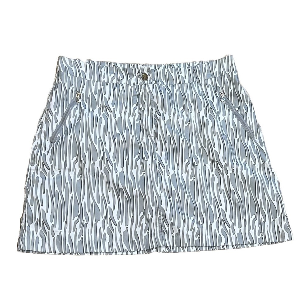 Daily Sports A Swedish Story Mid Rise Stretch Athletic Skort Gray White Size 12